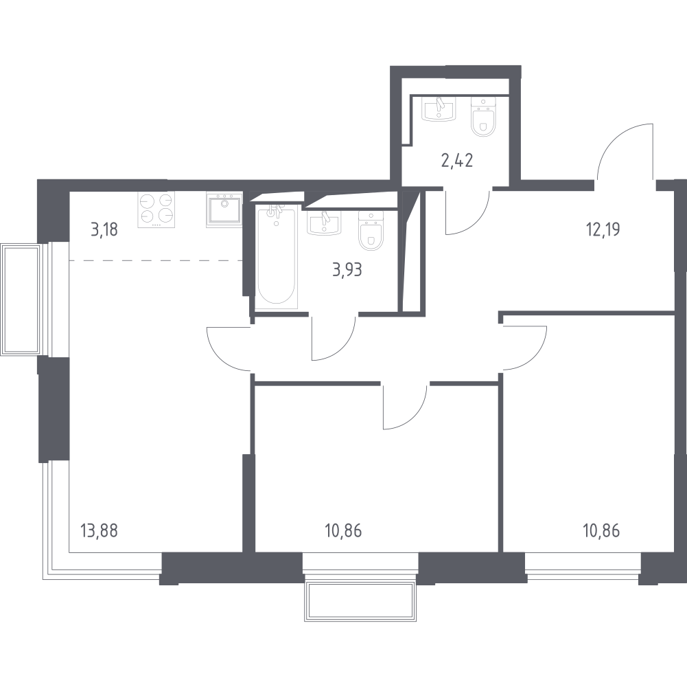 Студия 57 м2 в ЖК Долина Яузы корпус null этаж 3