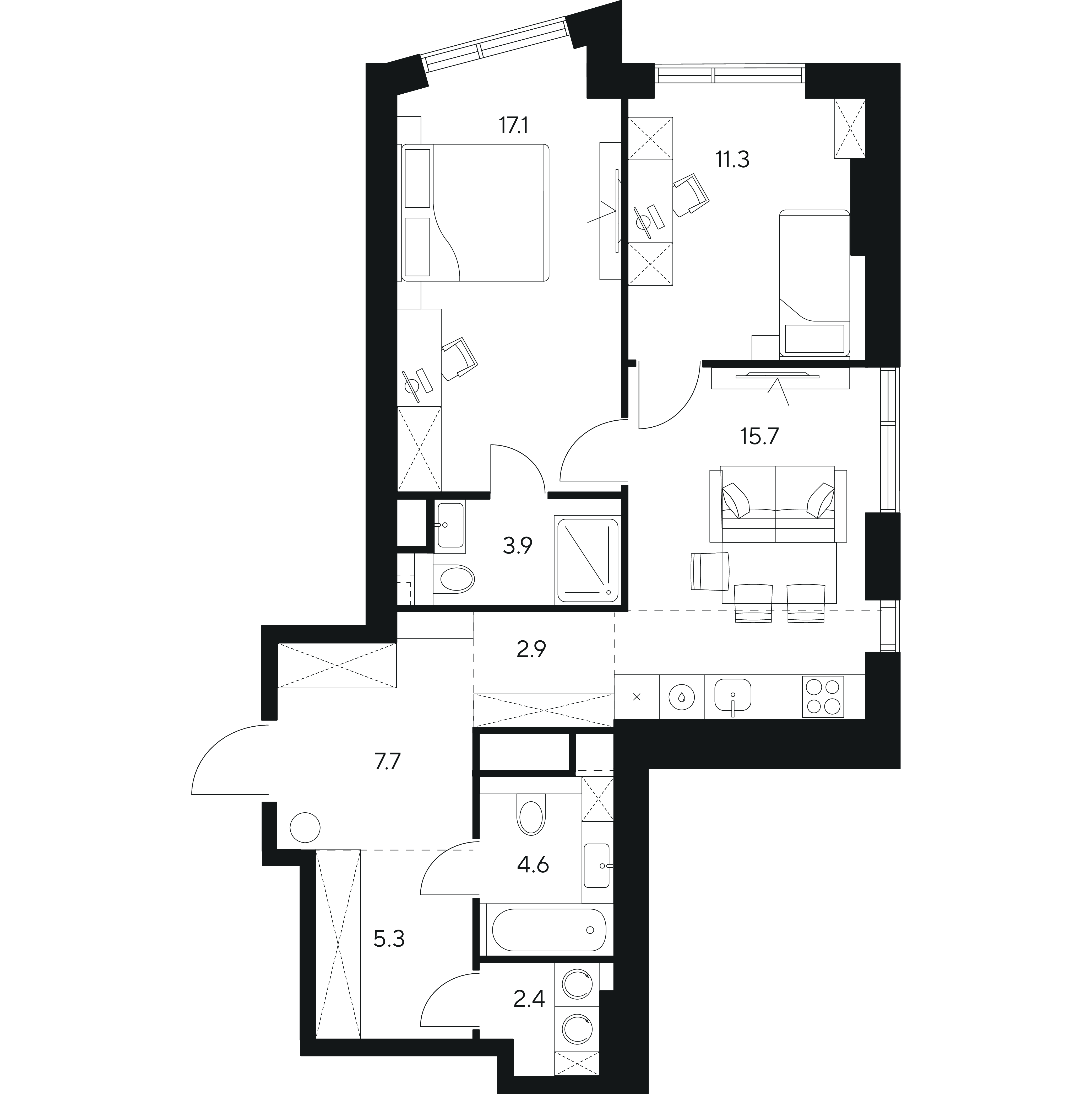 Студия 70 м2 в ЖК NEXUS by Akvilon корпус null этаж 15