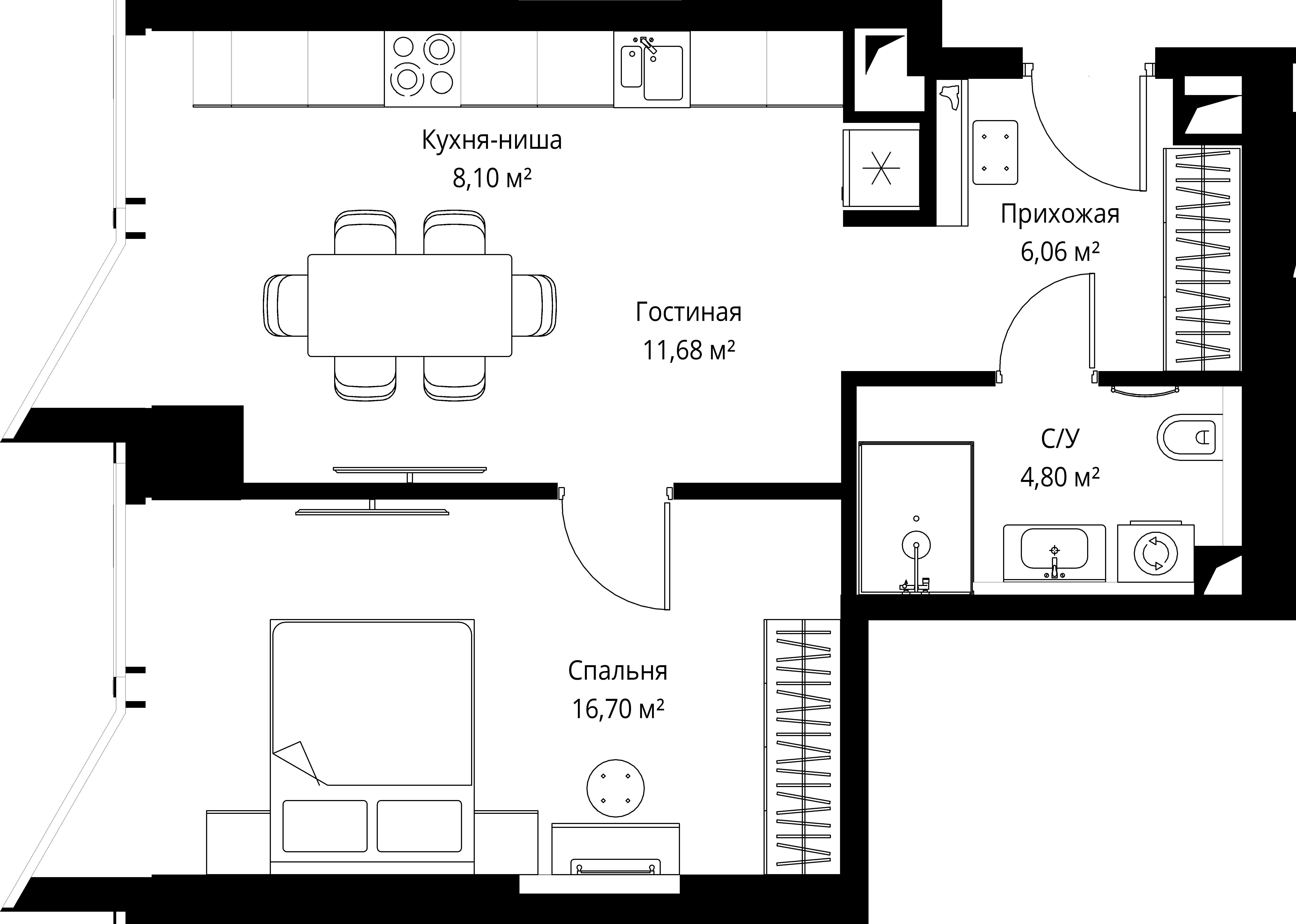 1-комнатная 47 м2 в ЖК Famous корпус null этаж 14