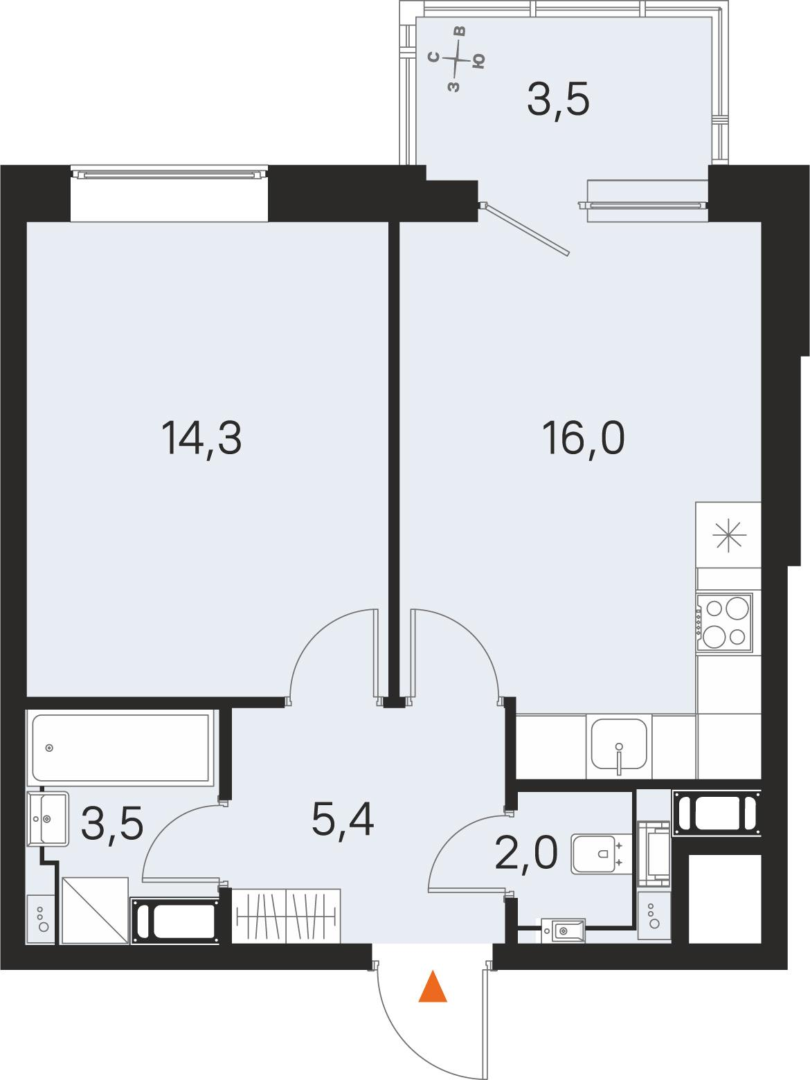 1-комнатная 42 м2 в ЖК М36 корпус null этаж 8