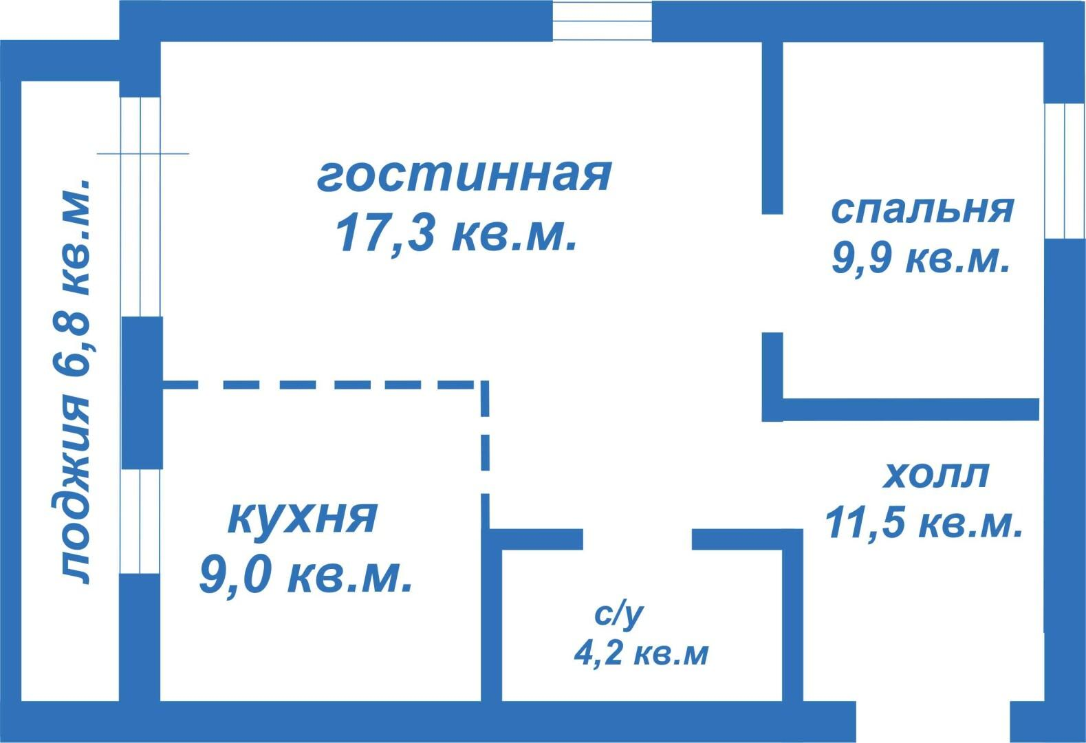 2-комнатная 51.9 м2 в ЖК undefined корпус null этаж 2