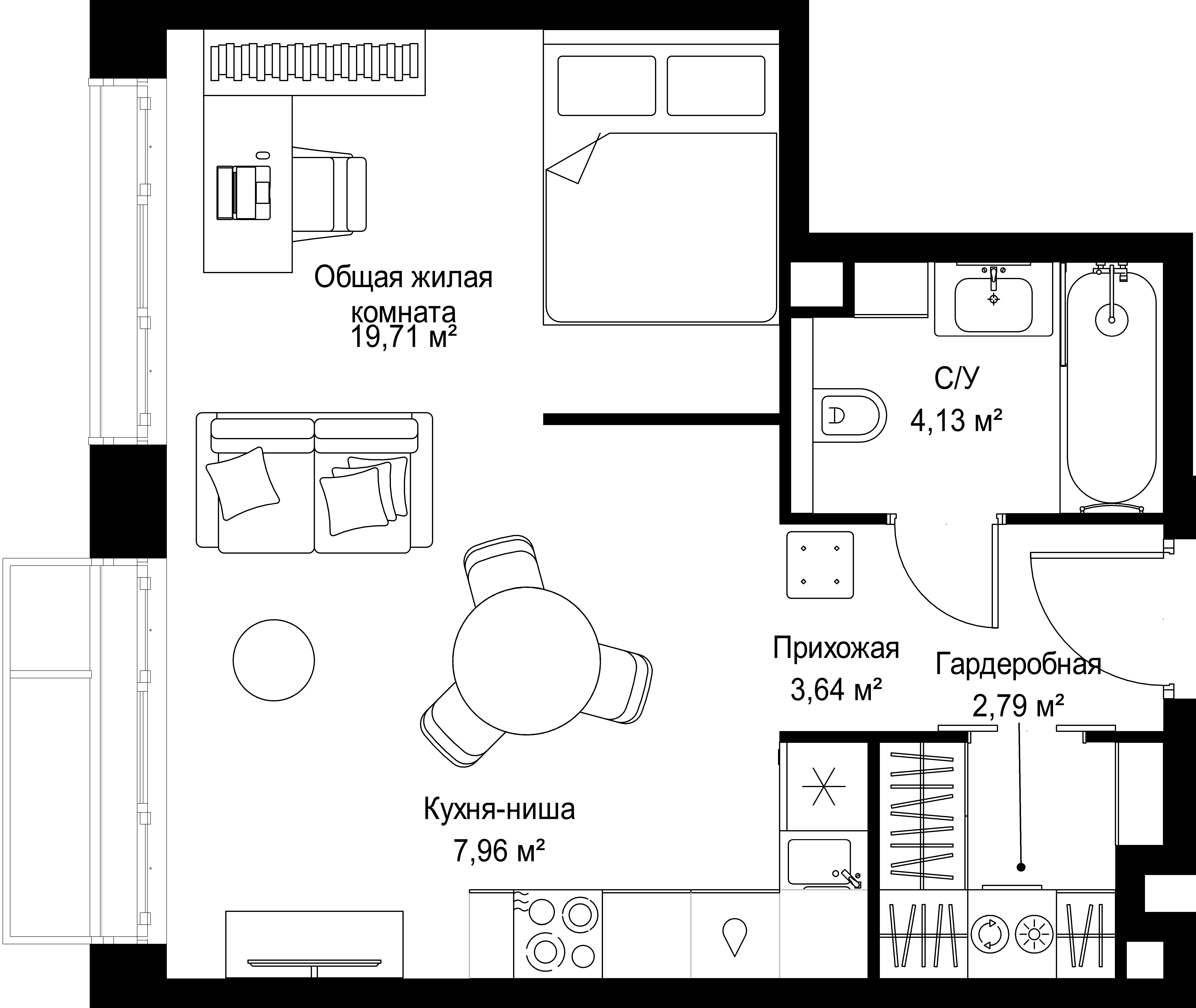 Студия 38 м2 в ЖК МЫС корпус null этаж 4