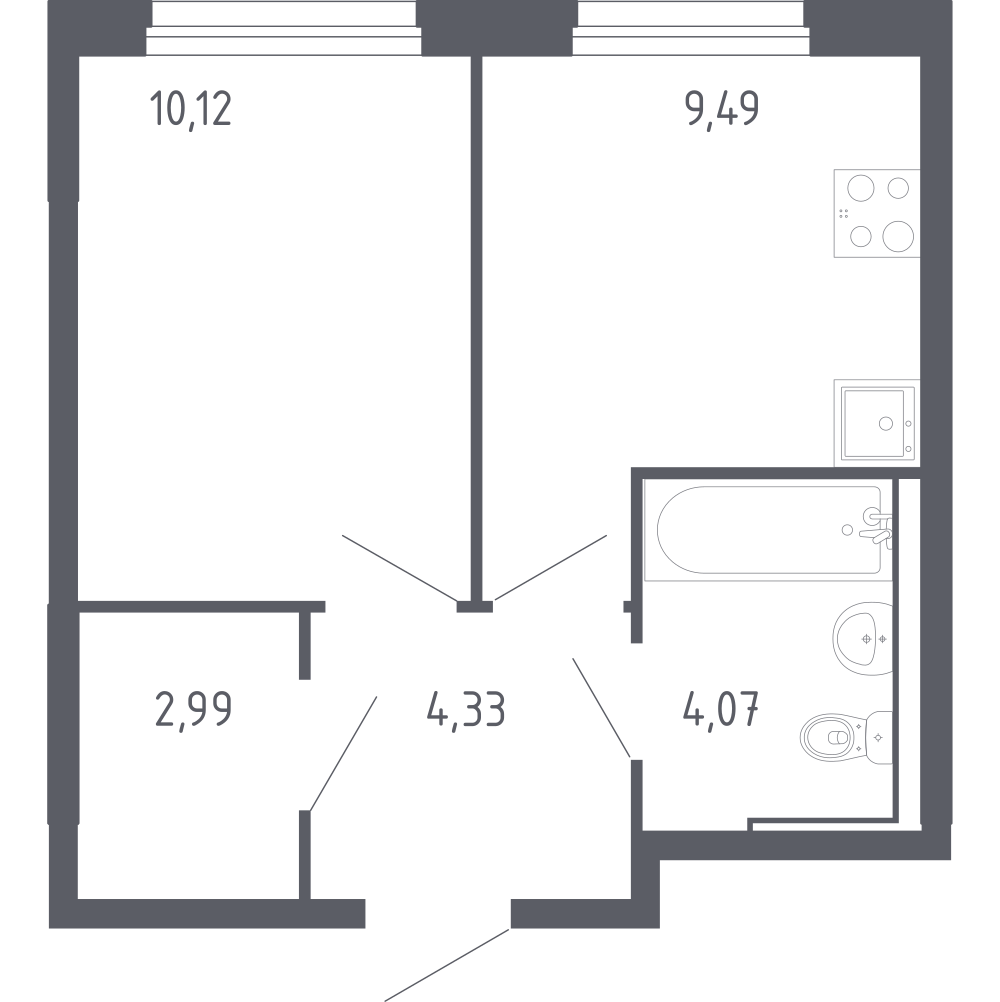 1-комнатная 31 м2 в ЖК Чаркова 72 корпус null этаж 13