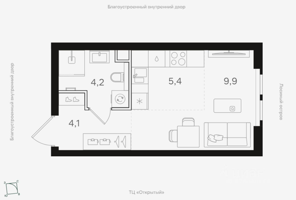 Студия 23.6 м2 в ЖК undefined корпус null этаж 4