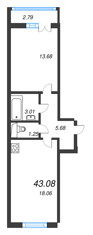Студия 43 м2 в ЖК AEROCITY корпус null этаж 3