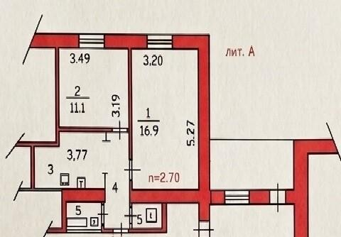 2-комнатная 44.1 м2 в ЖК undefined корпус null этаж 2
