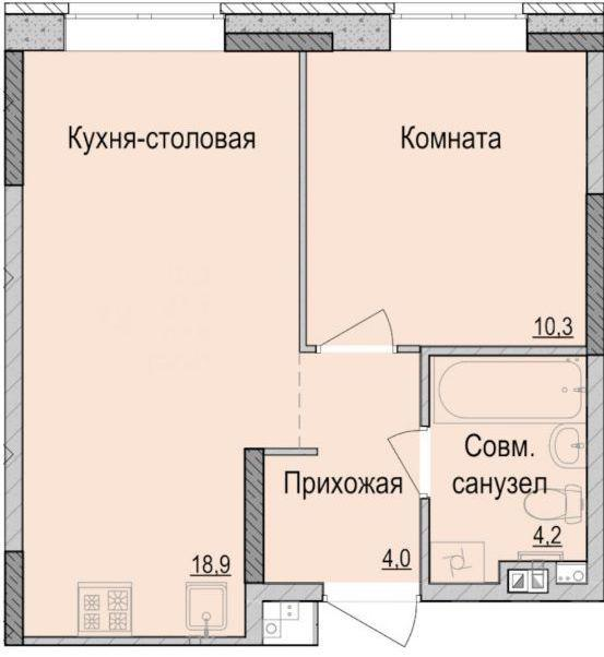 1-комнатная 37.8 м2 в ЖК undefined корпус null этаж 11