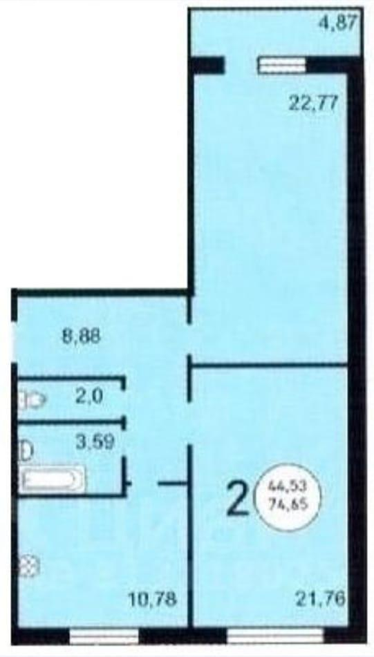 2-комнатная 72 м2 в ЖК undefined корпус null этаж 12
