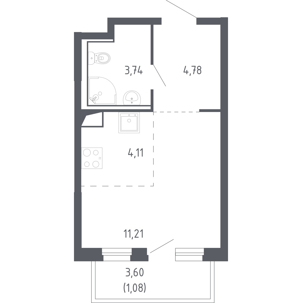 Студия 24 м2 в ЖК Чаркова 72 корпус null этаж 7