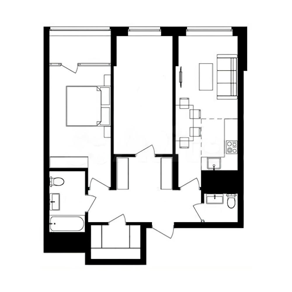 3-комнатная 63.4 м2 в ЖК undefined корпус null этаж 2