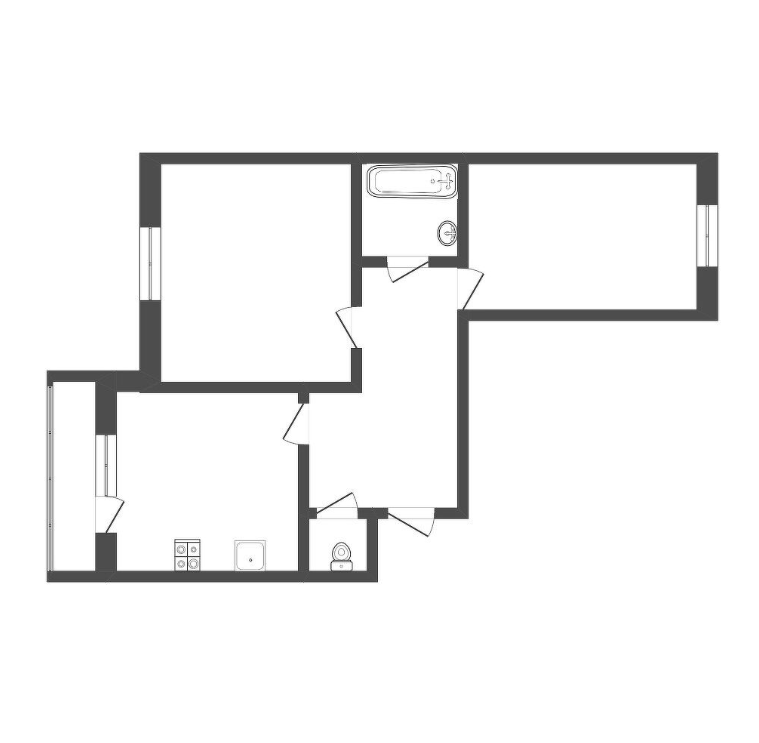 2-комнатная 58.3 м2 в ЖК undefined корпус null этаж 6