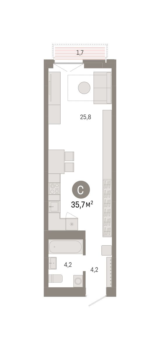 Студия 35 м2 в ЖК Европейский берег корпус null этаж 11