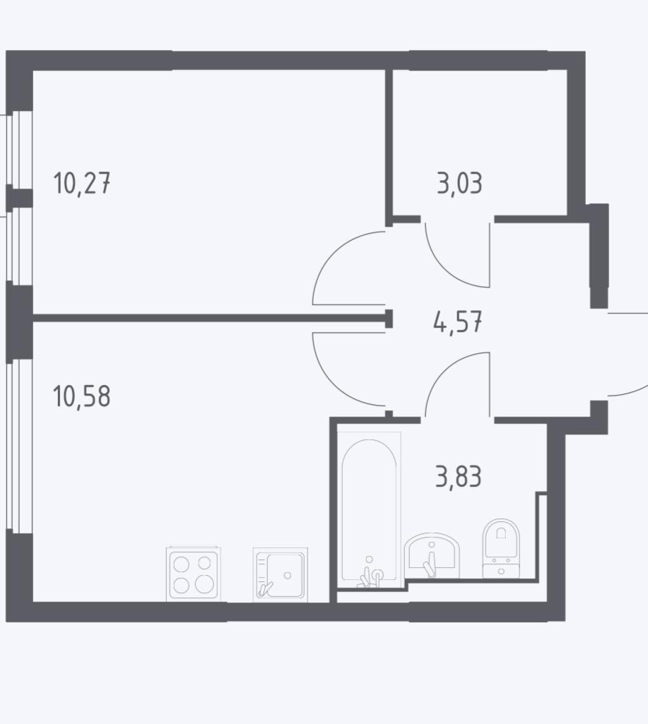 1-комнатная 32.3 м2 в ЖК undefined корпус null этаж 10
