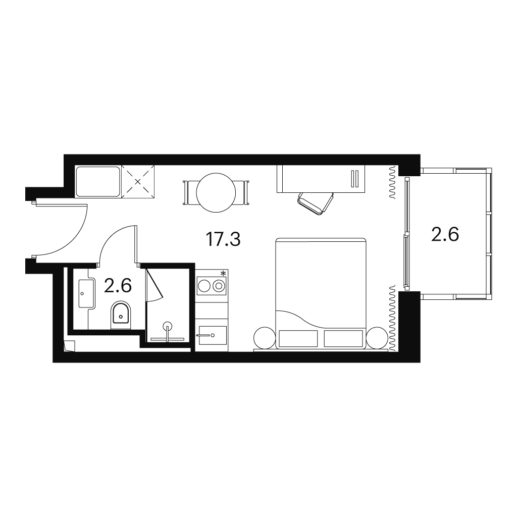 1-комнатная 22 м2 в ЖК Аквилон Сигнал корпус null этаж 21