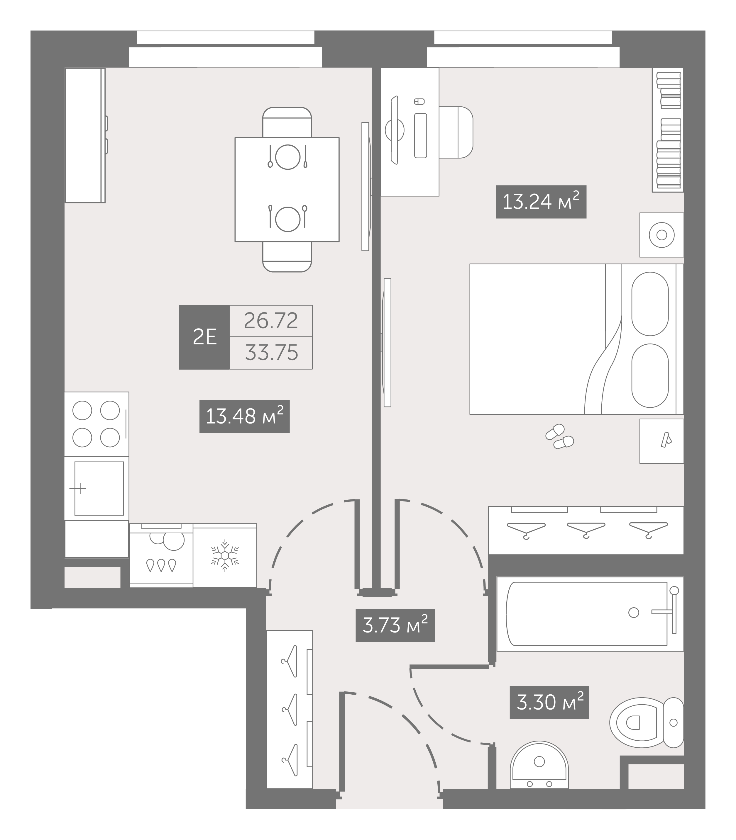 1-комнатная 33 м2 в ЖК  Zoom на Неве корпус null этаж 6