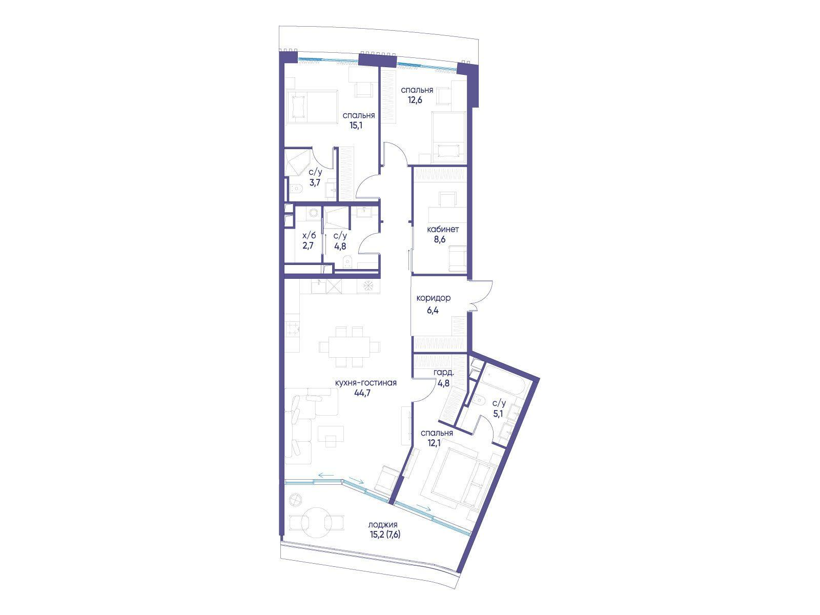 1-комнатная 128 м2 в ЖК Остров корпус null этаж 13