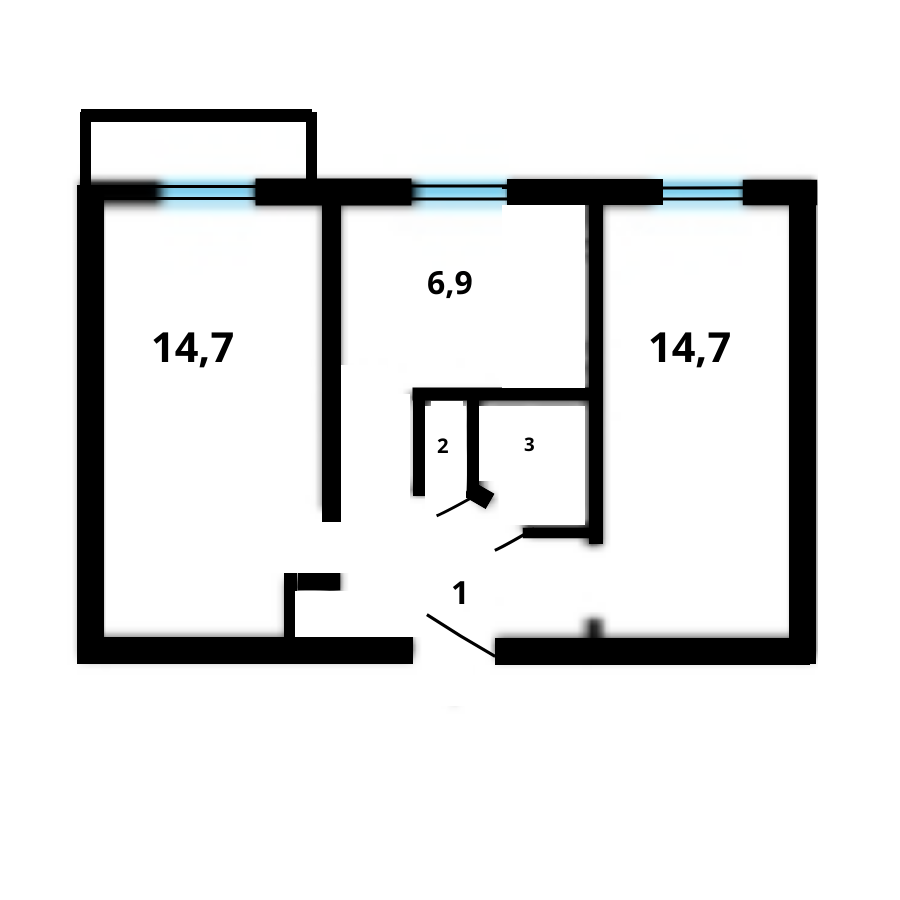 2-комнатная 43.9 м2 в ЖК undefined корпус null этаж 2