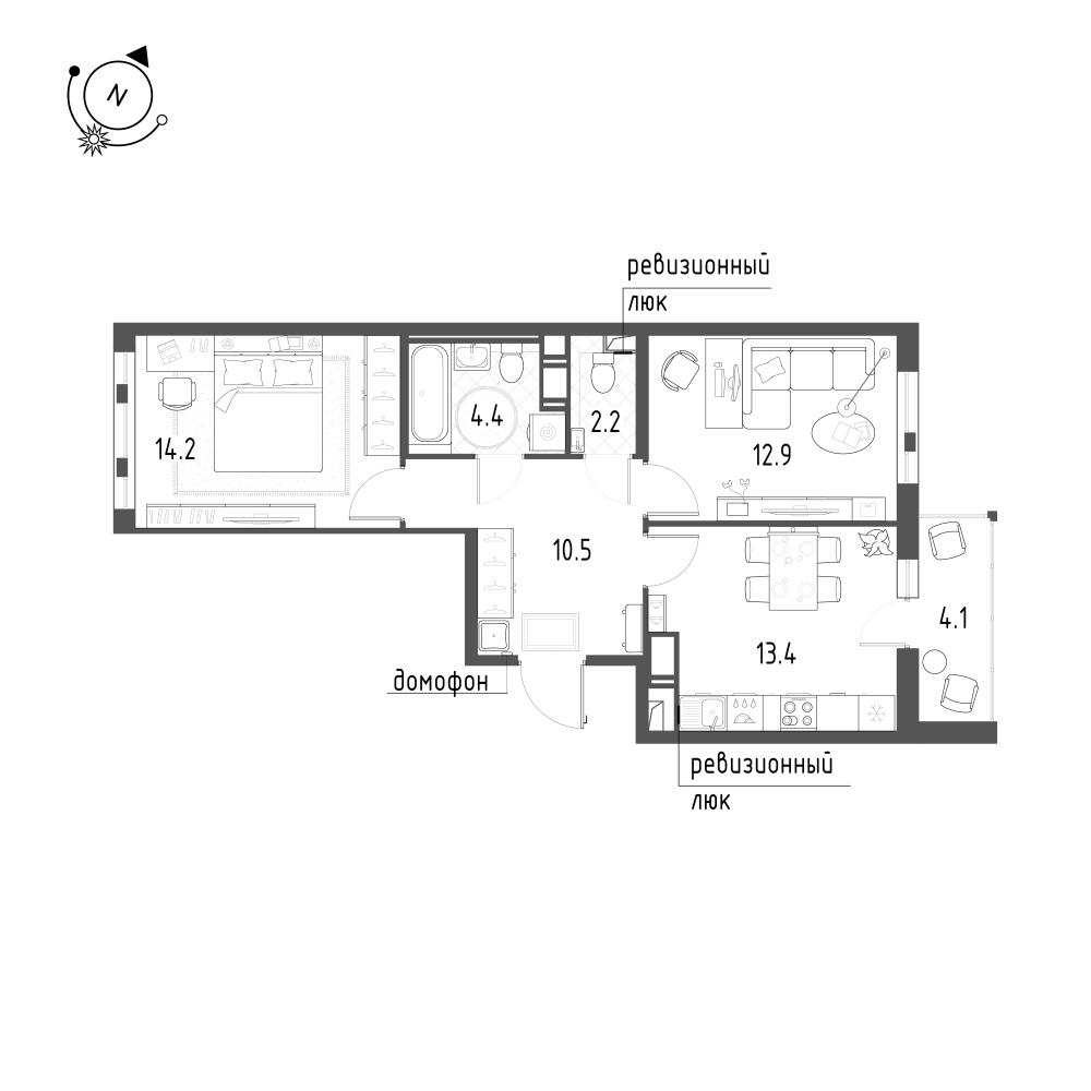 2-комнатная 59 м2 в ЖК Монография корпус null этаж 12
