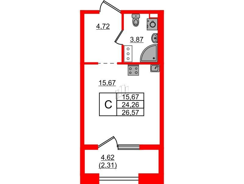 Студия 26 м2 в ЖК Знатный корпус null этаж 8