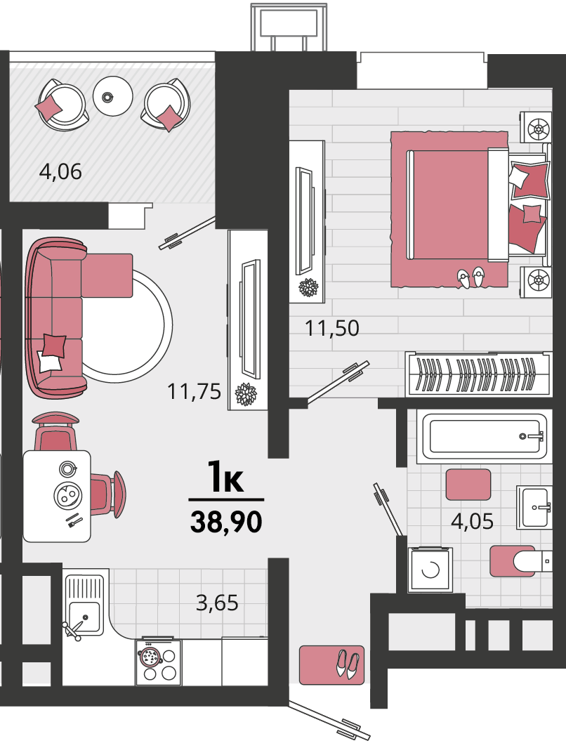 2-комнатная 38 м2 в ЖК Родные просторы корпус null этаж 10