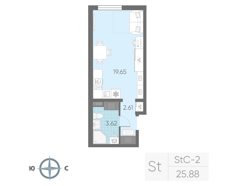 Студия 25 м2 в ЖК Морская миля корпус null этаж 9