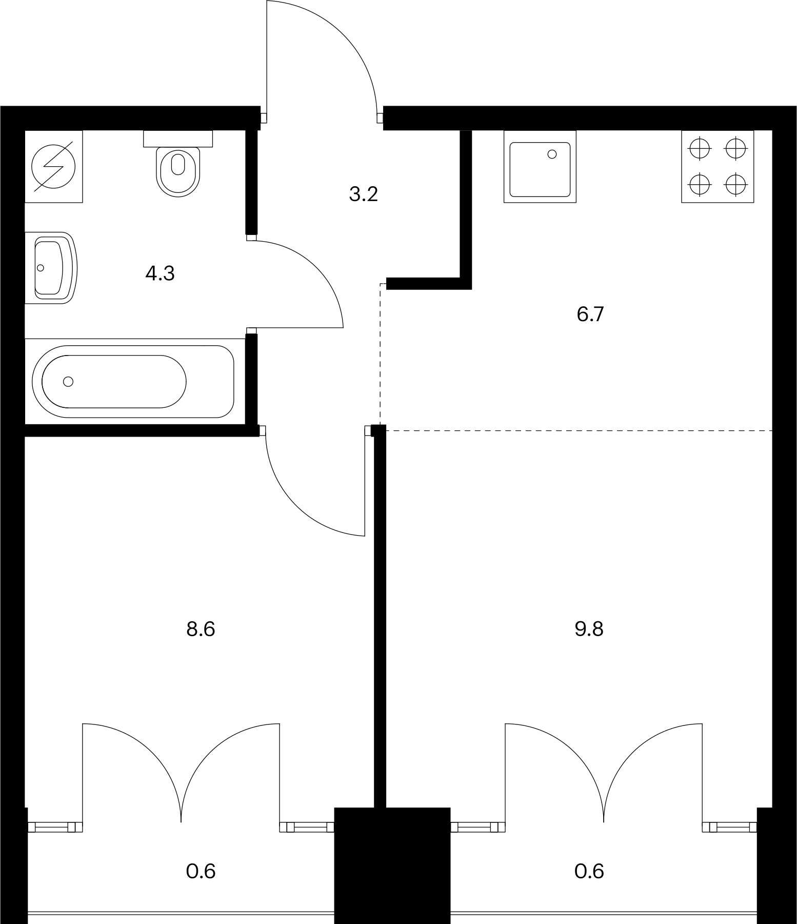 1-комнатная 33 м2 в ЖК Лермонтовский 54 корпус null этаж 9