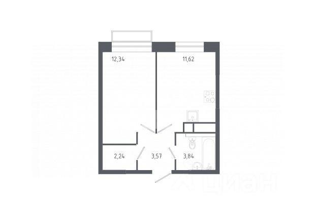 1-комнатная 33.6 м2 в ЖК undefined корпус null этаж 7