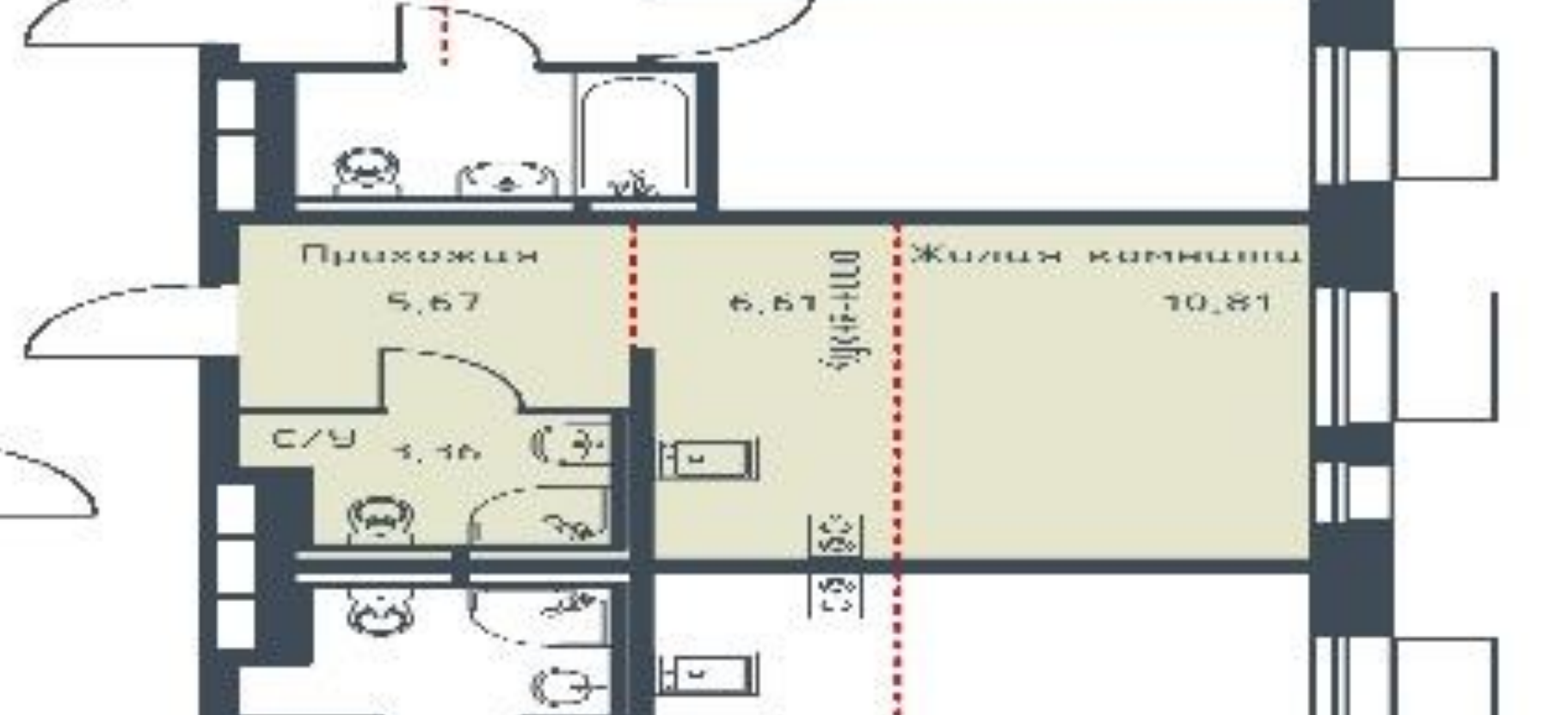 Студия 26.4 м2 в ЖК undefined корпус null этаж 2