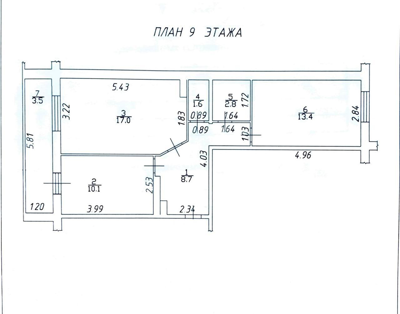 2-комнатная 53.6 м2 в ЖК undefined корпус null этаж 9