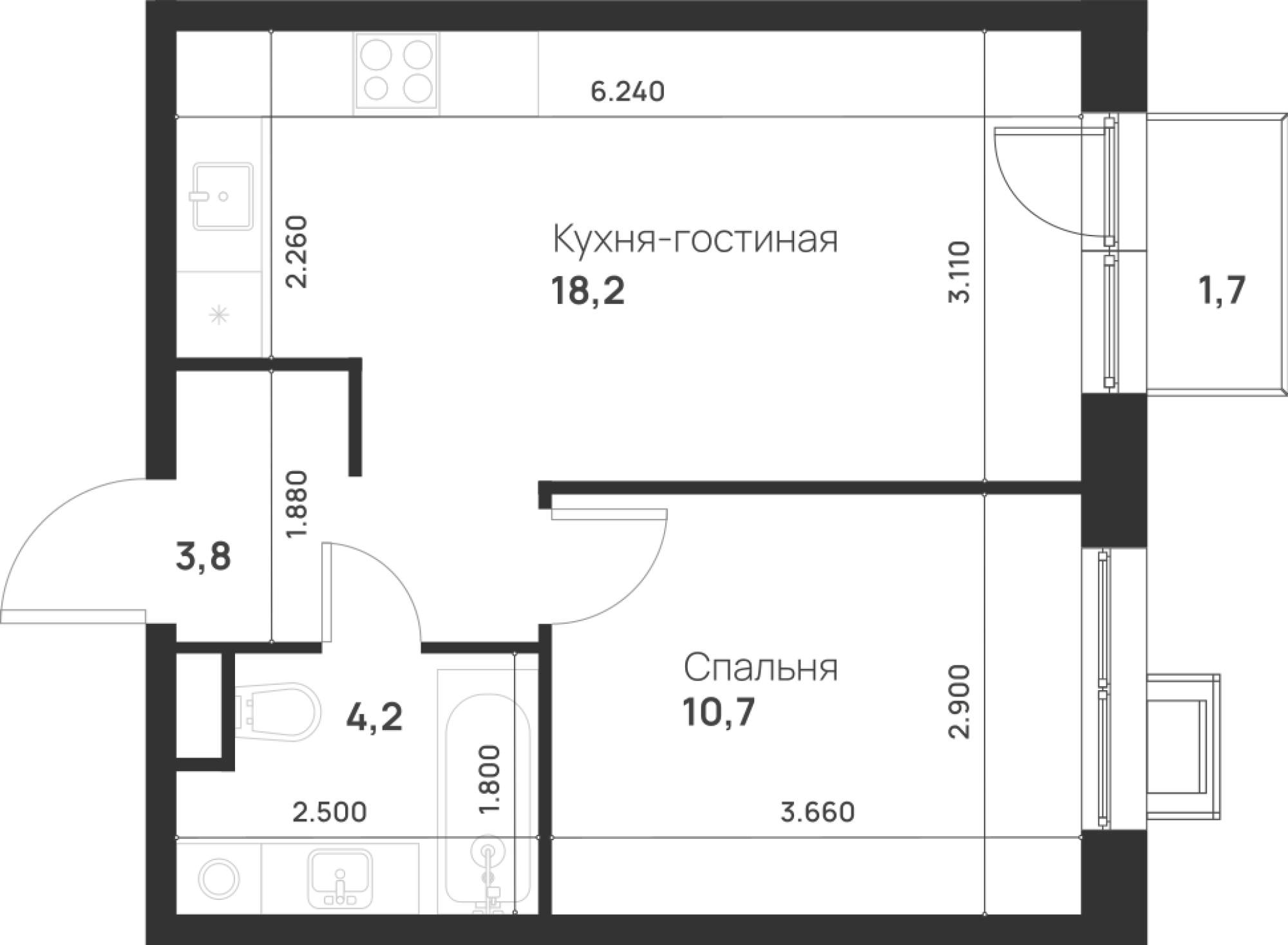 1-комнатная 37 м2 в ЖК Foreville корпус null этаж 13