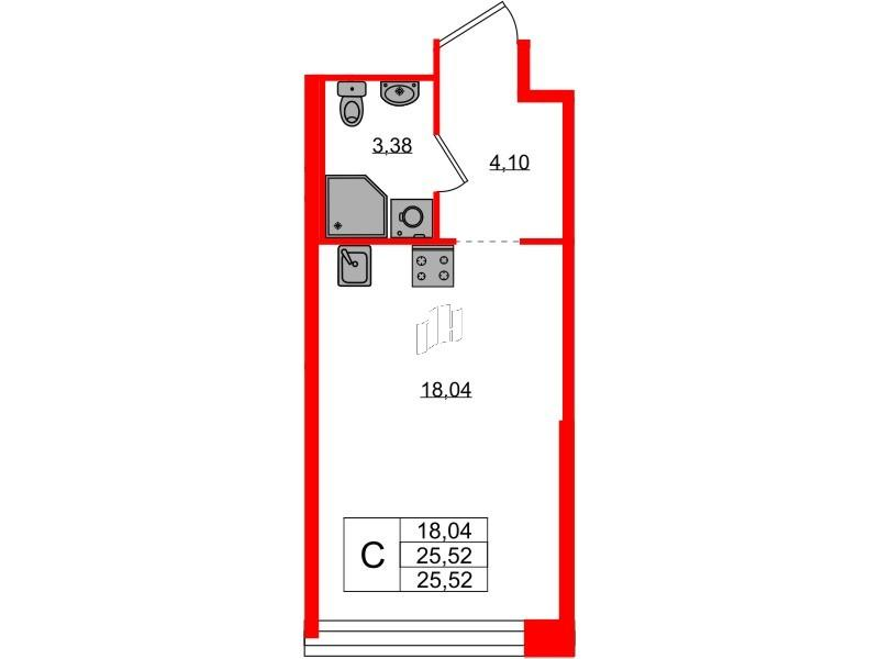 Студия 25 м2 в ЖК Avant корпус null этаж 5