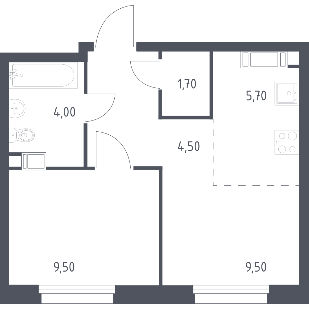 Студия 34 м2 в ЖК Эко Бунино корпус null этаж 9