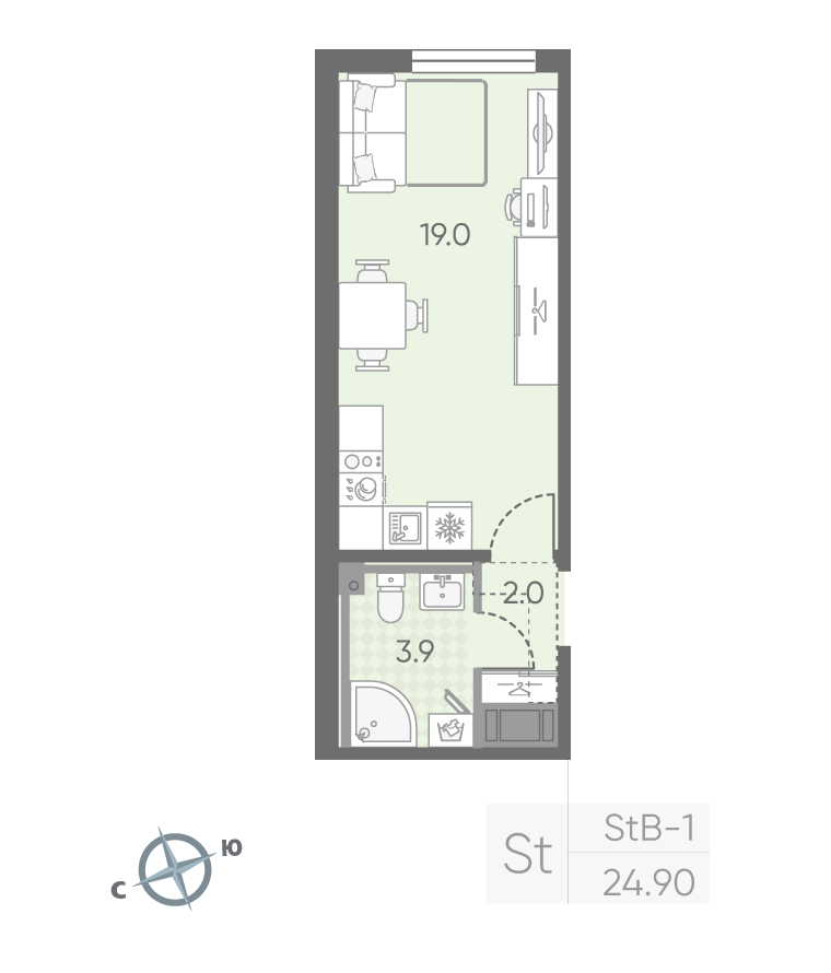 Студия 24 м2 в ЖК Октябрьская набережная корпус null этаж 25