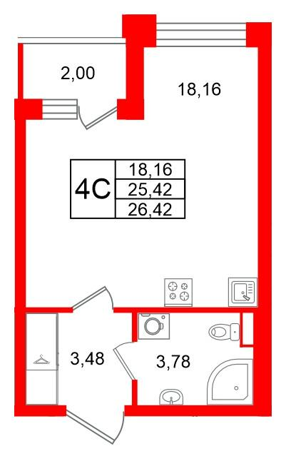 Студия 25 м2 в ЖК Univer City корпус null этаж 1
