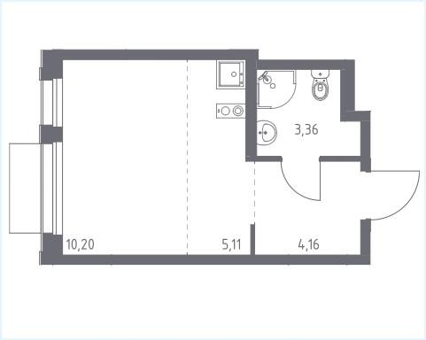 Студия 22.8 м2 в ЖК undefined корпус null этаж 3