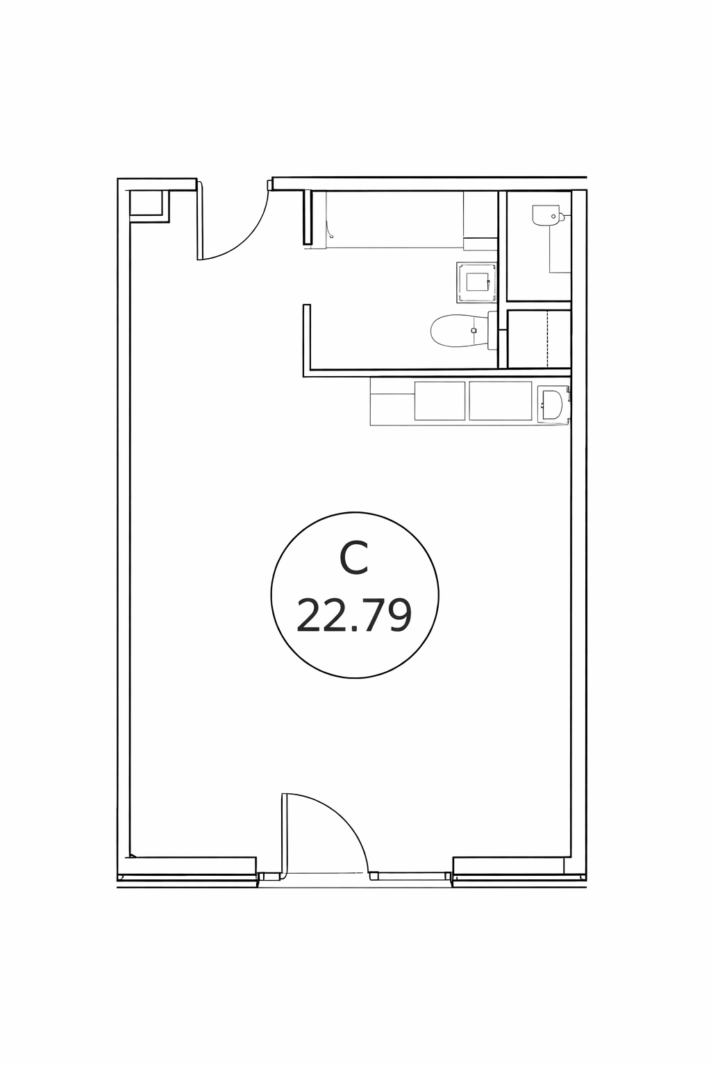 Студия 22.8 м2 в ЖК undefined корпус null этаж 1