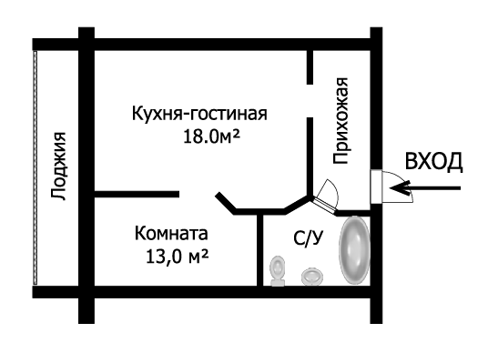 1-комнатная 39.4 м2 в ЖК undefined корпус null этаж 7