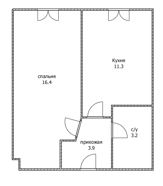 1-комнатная 34.8 м2 в ЖК undefined корпус null этаж 15