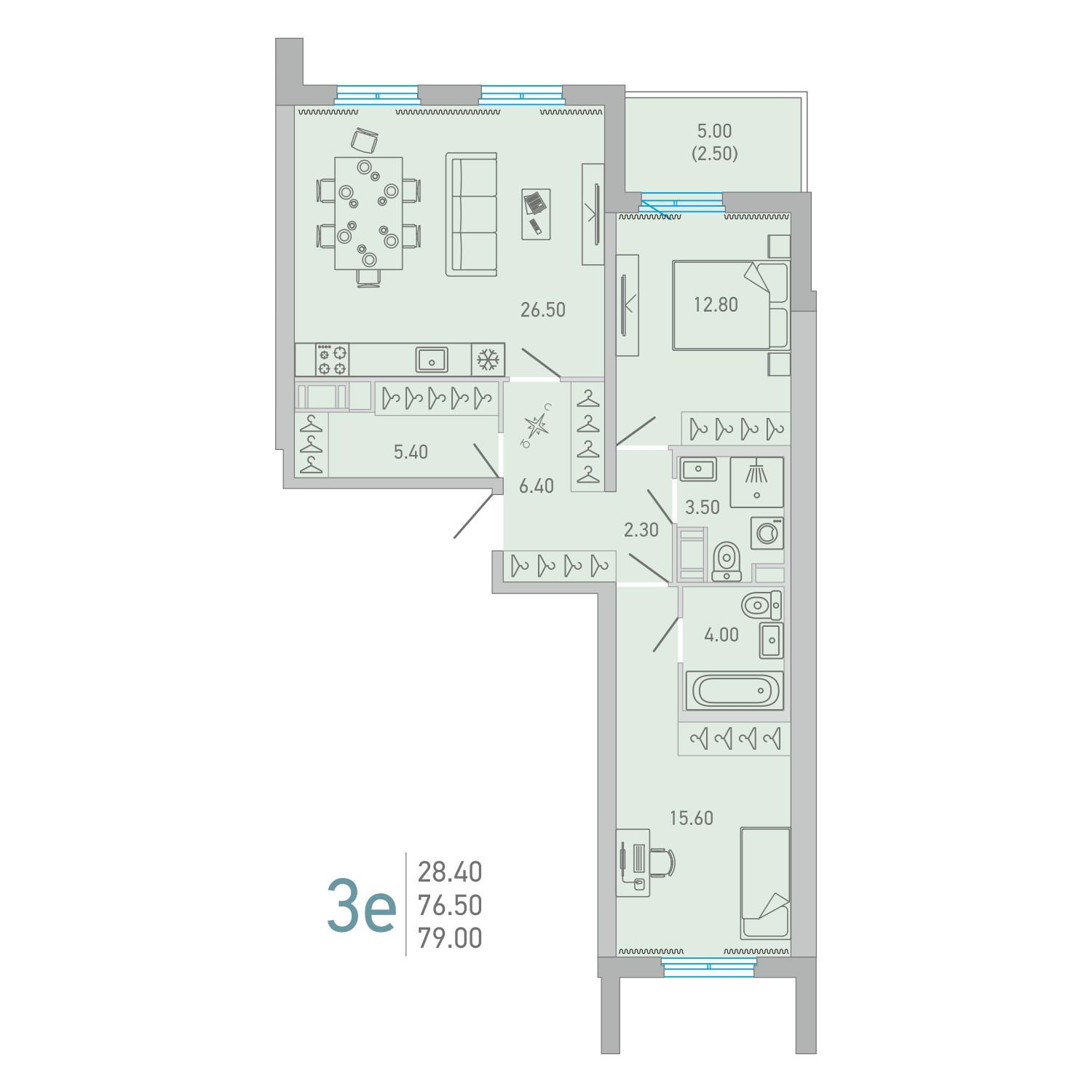 2-комнатная 79 м2 в ЖК LOVO корпус null этаж 13