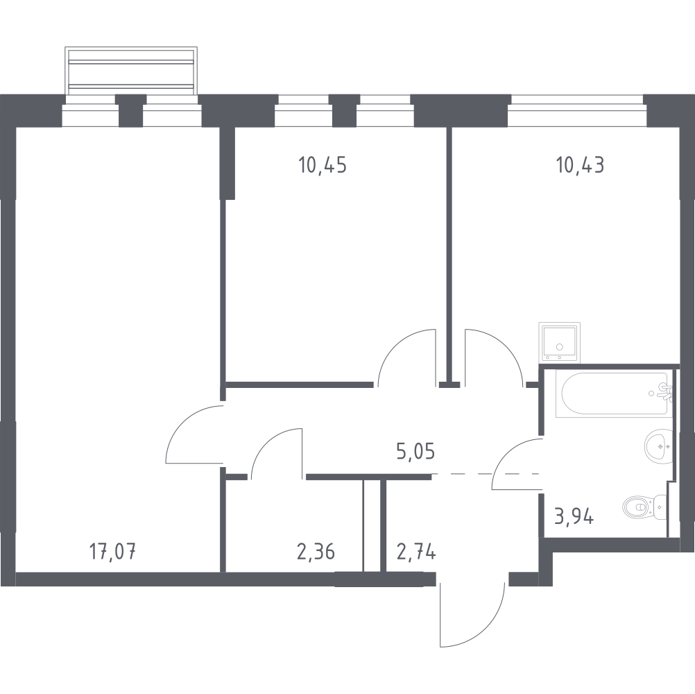 2-комнатная 52 м2 в ЖК Рублёвский Квартал корпус null этаж 5