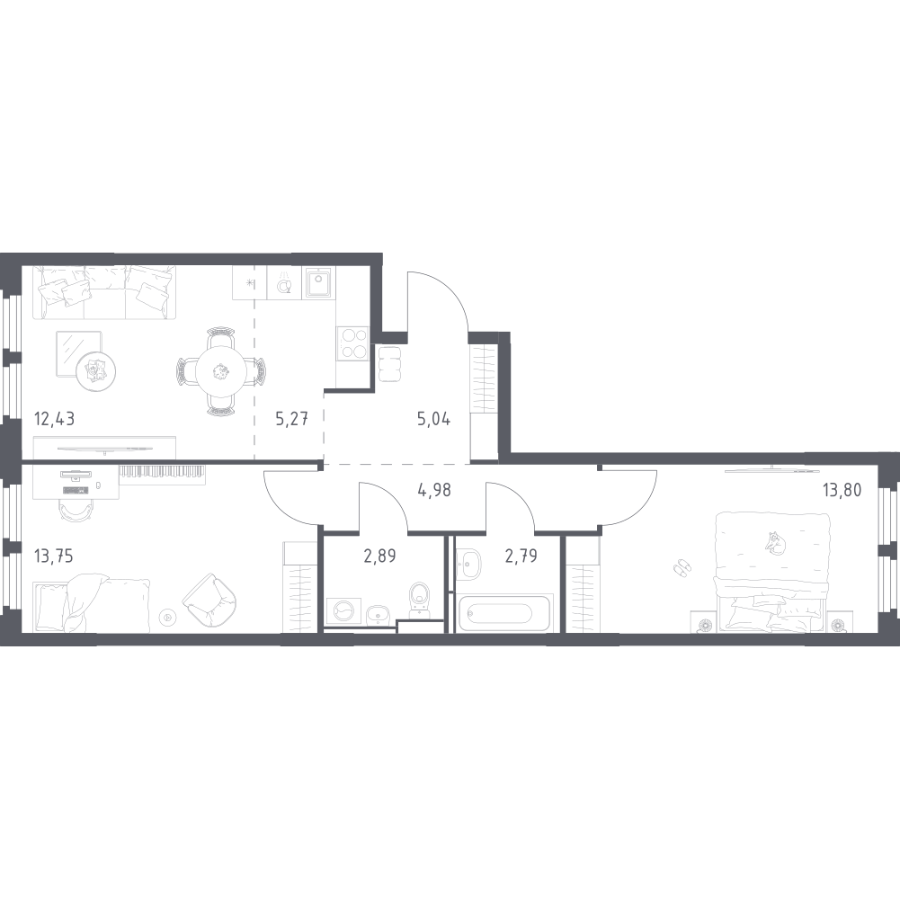 Студия 60 м2 в ЖК Космический Квартал корпус null этаж 5