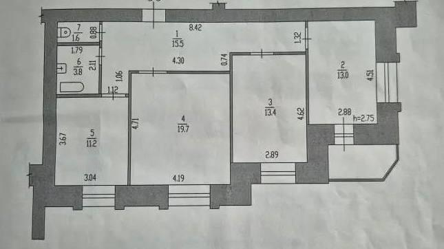 3-комнатная 78.2 м2 в ЖК undefined корпус null этаж 7
