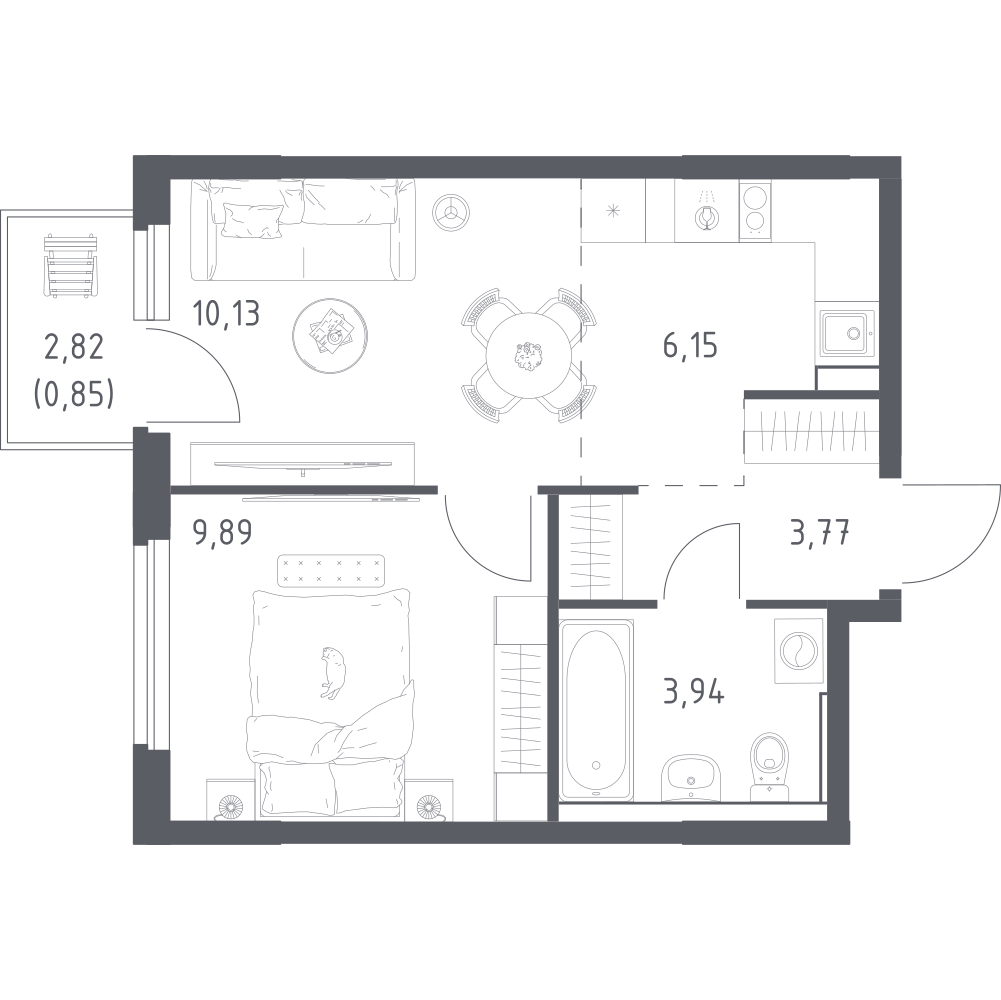 Студия 34 м2 в ЖК Донские Легенды корпус null этаж 14