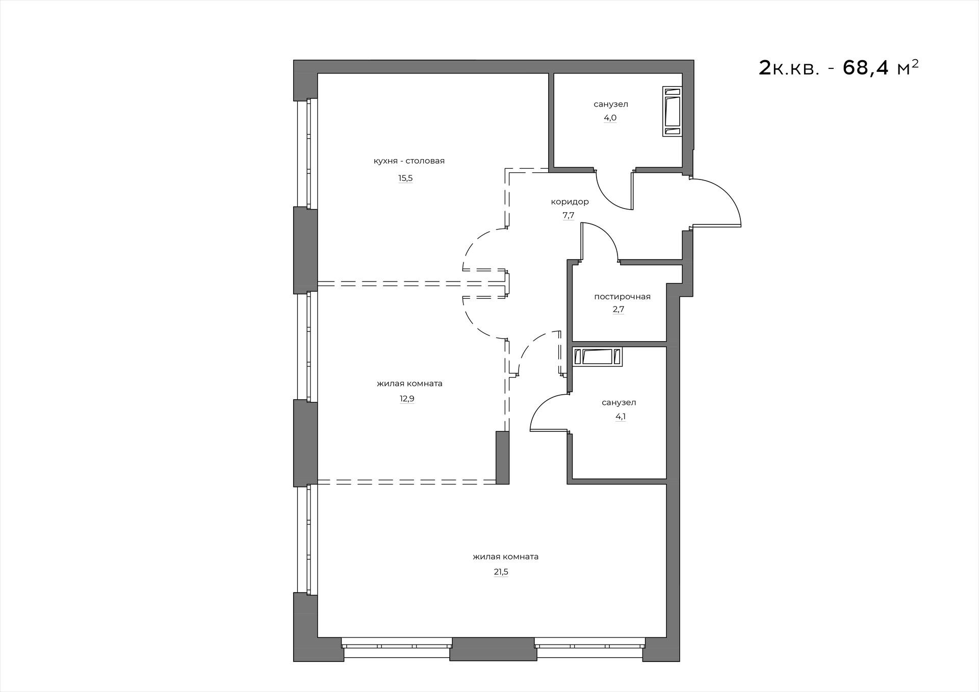 2-комнатная 67 м2 в ЖК WELLART City корпус null этаж 12