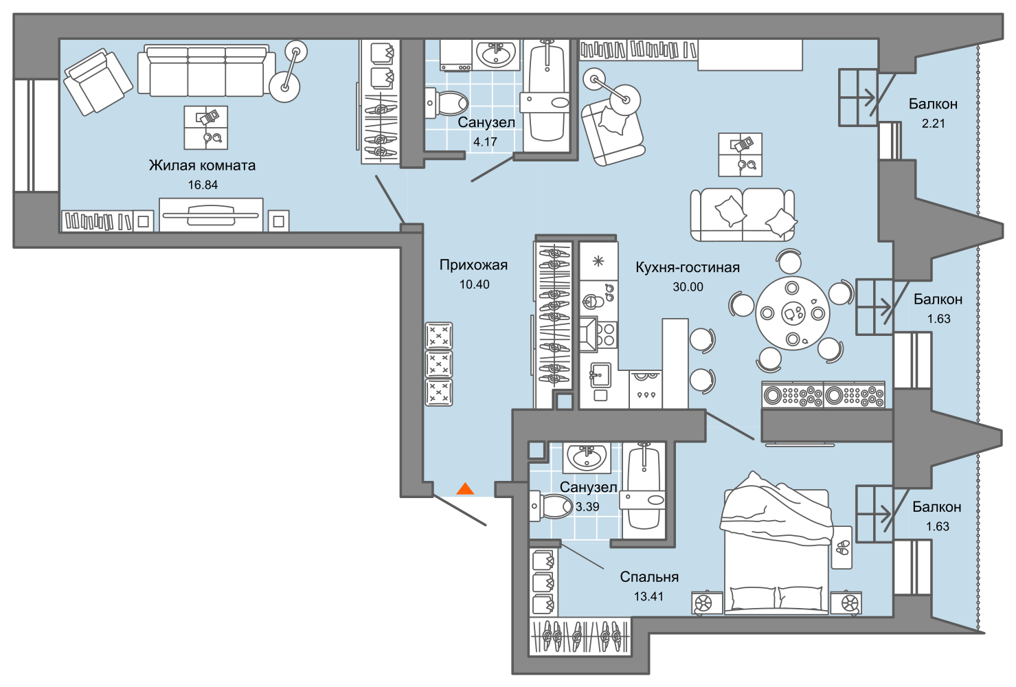 3-комнатная 80 м2 в ЖК Лес корпус null этаж 6