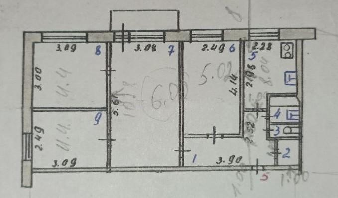 4-комнатная 60.9 м2 в ЖК undefined корпус null этаж 2