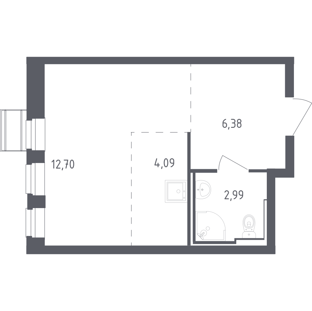 Студия 26 м2 в ЖК Рублёвский Квартал корпус null этаж 3