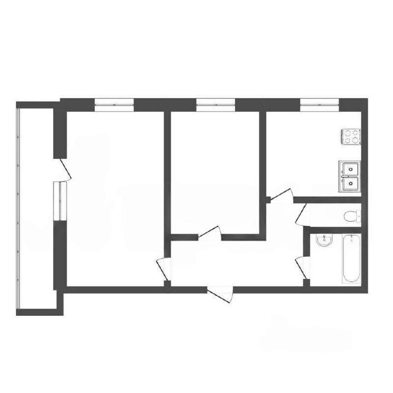 2-комнатная 53.8 м2 в ЖК undefined корпус null этаж 3