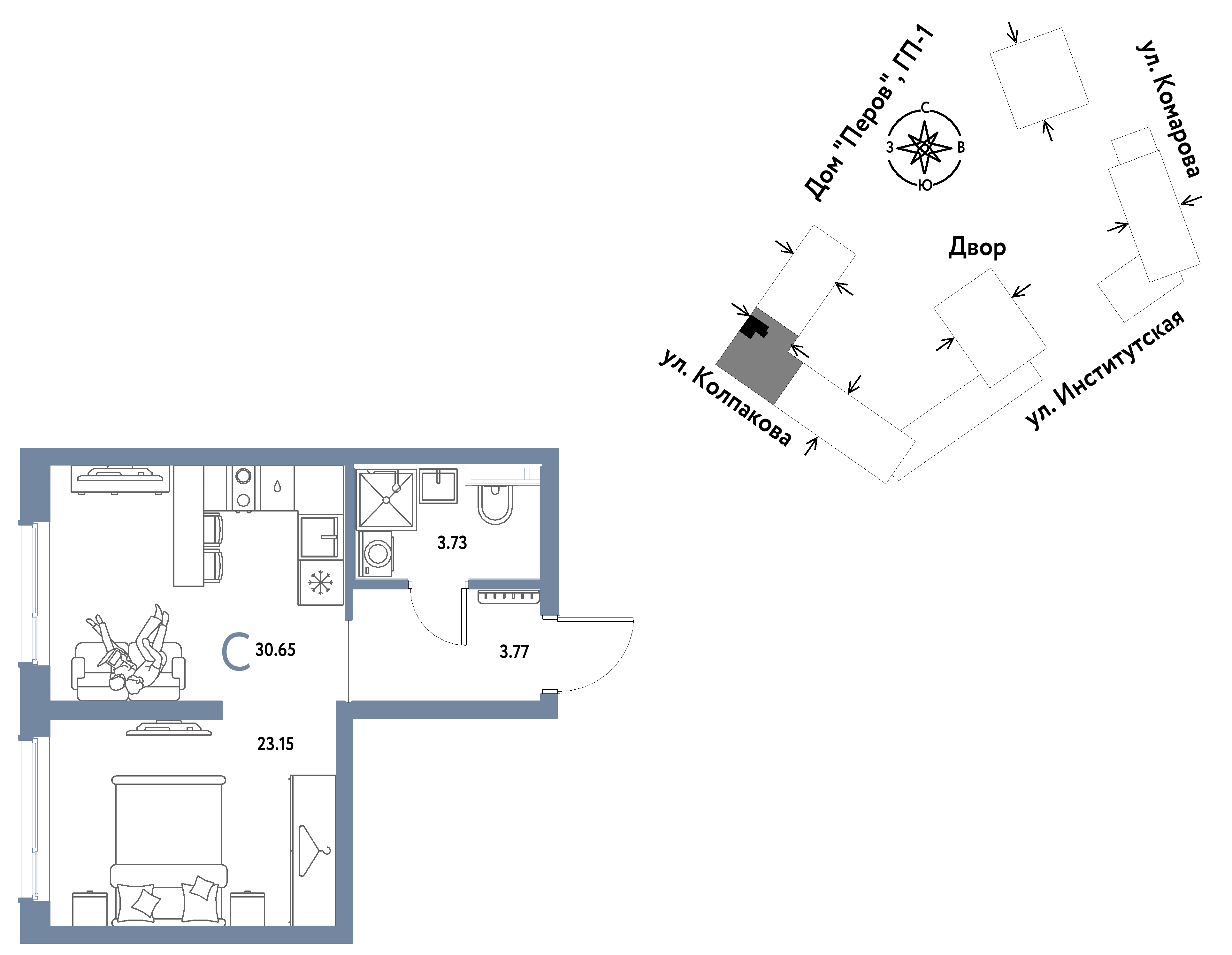 Студия 30 м2 в ЖК Страна.Парковая корпус null этаж 10