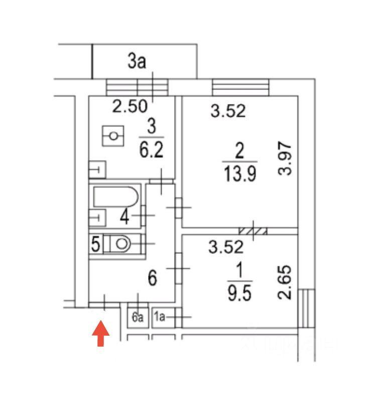 2-комнатная 38.7 м2 в ЖК undefined корпус null этаж 6